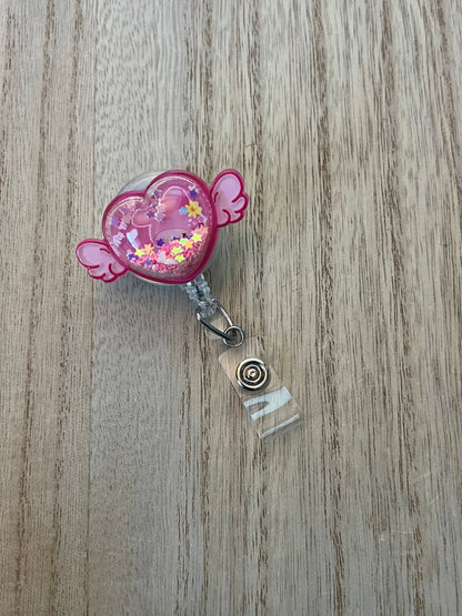 Kawaii Heart Wings Series Badge Reel with Alligator Clip