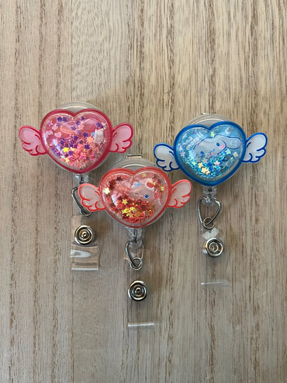 Kawaii Heart Wings Series Badge Reel with Alligator Clip