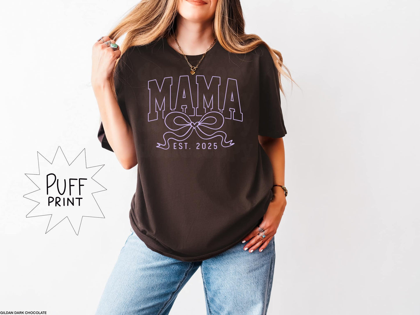 MAMA with Bow in Lavender PUFF Ink