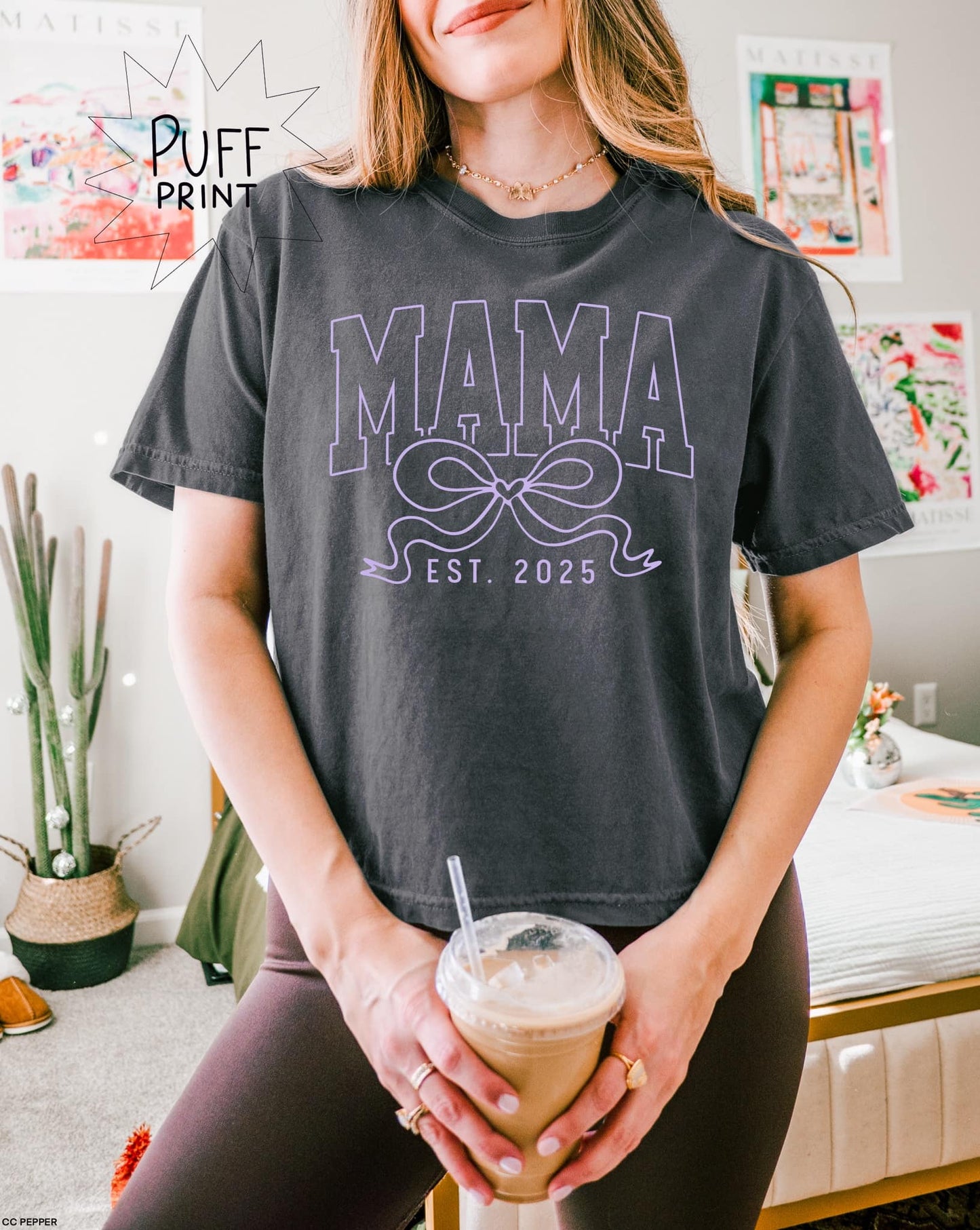 MAMA with Bow in Lavender PUFF Ink