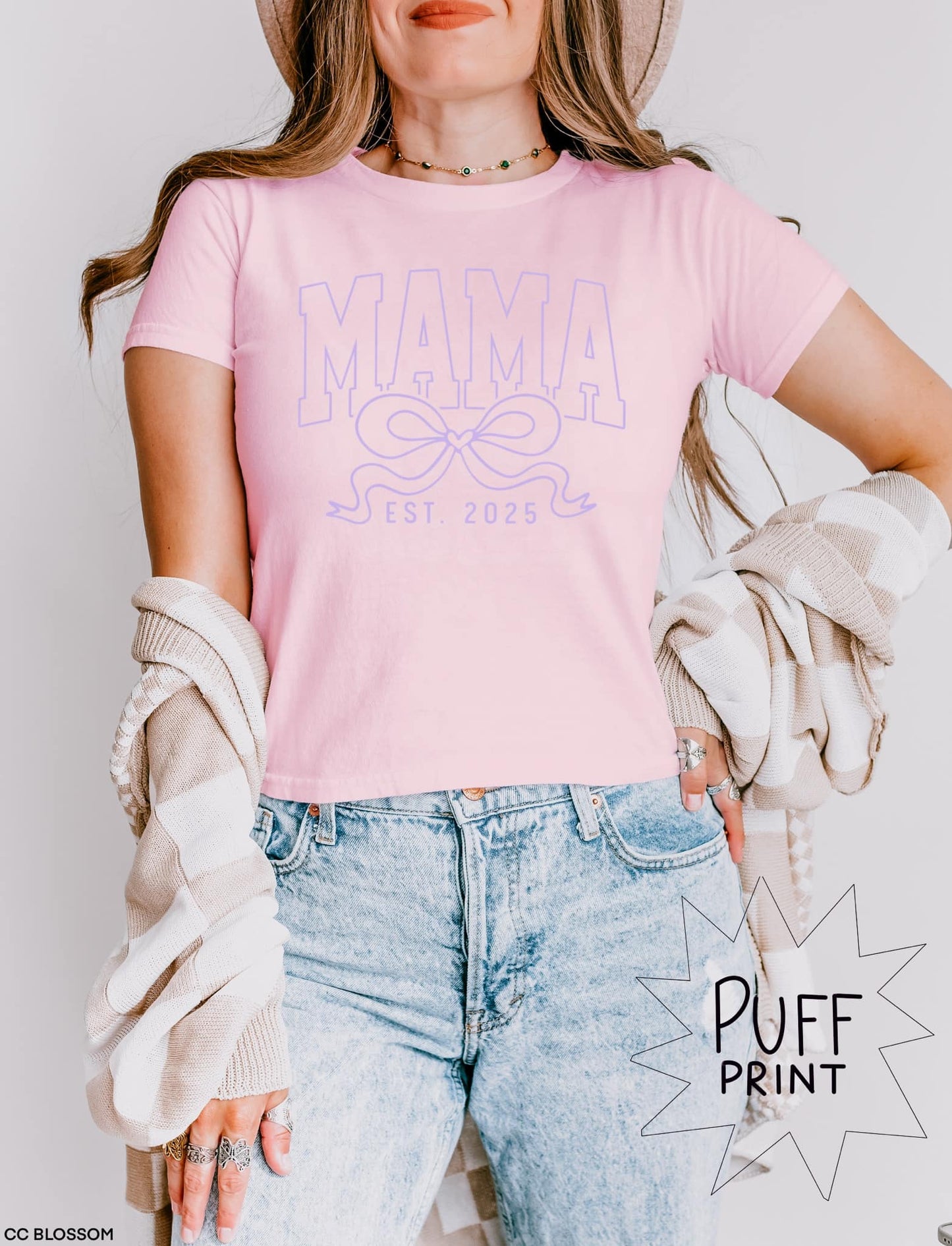 MAMA with Bow in Lavender PUFF Ink