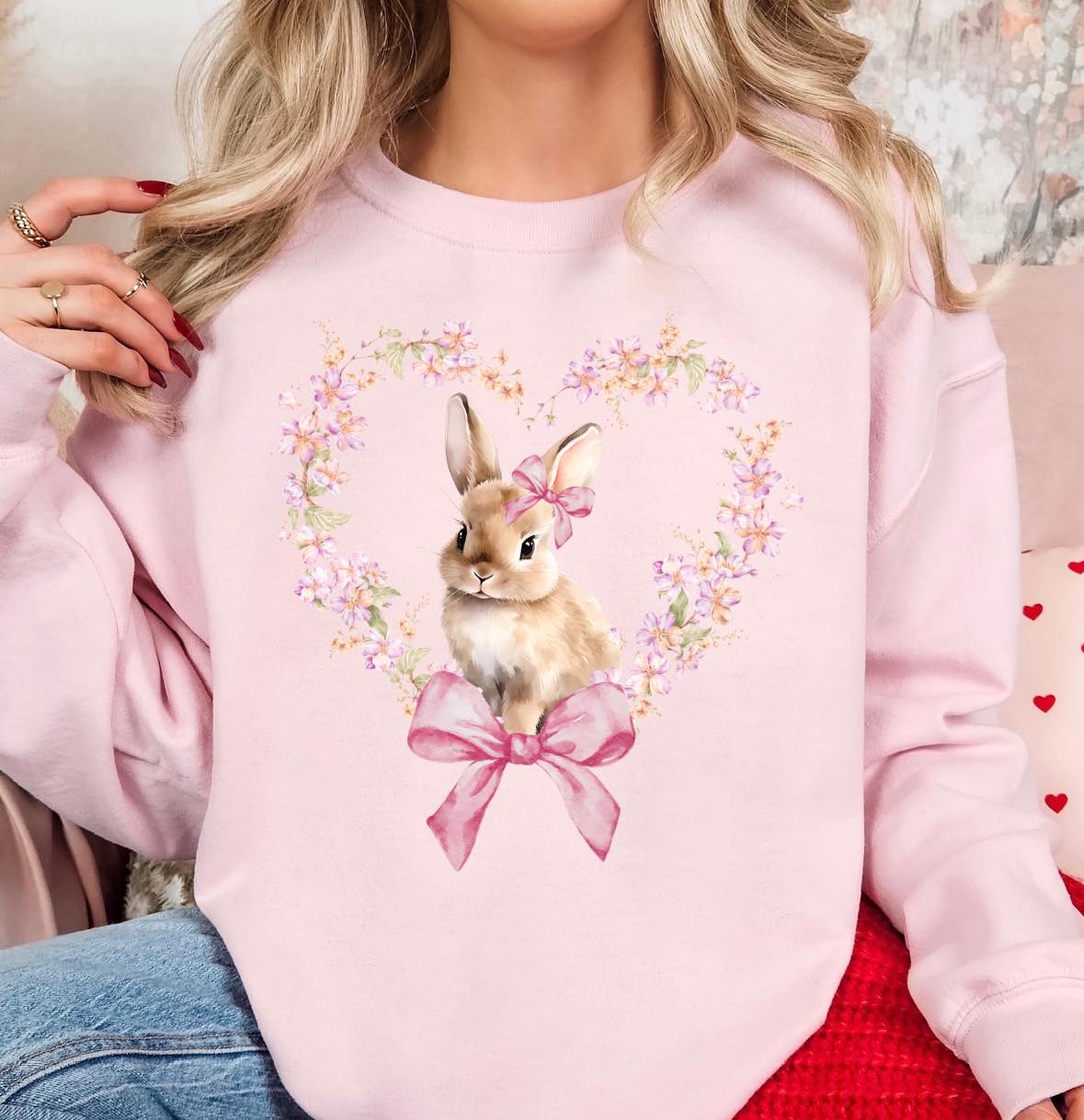 Bunny Heart Wreath with Bow