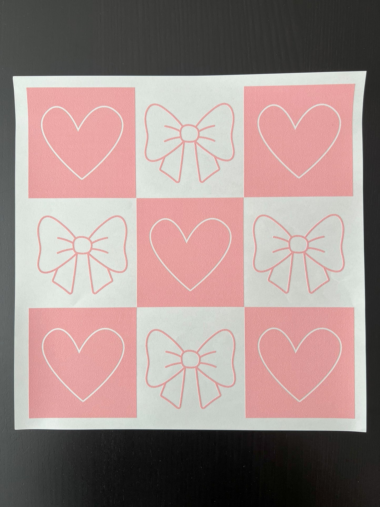 Hearts & Bows Checkered in Baby Pink Ink