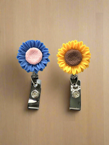 Sunflower Badge Reels with Alligator Clip